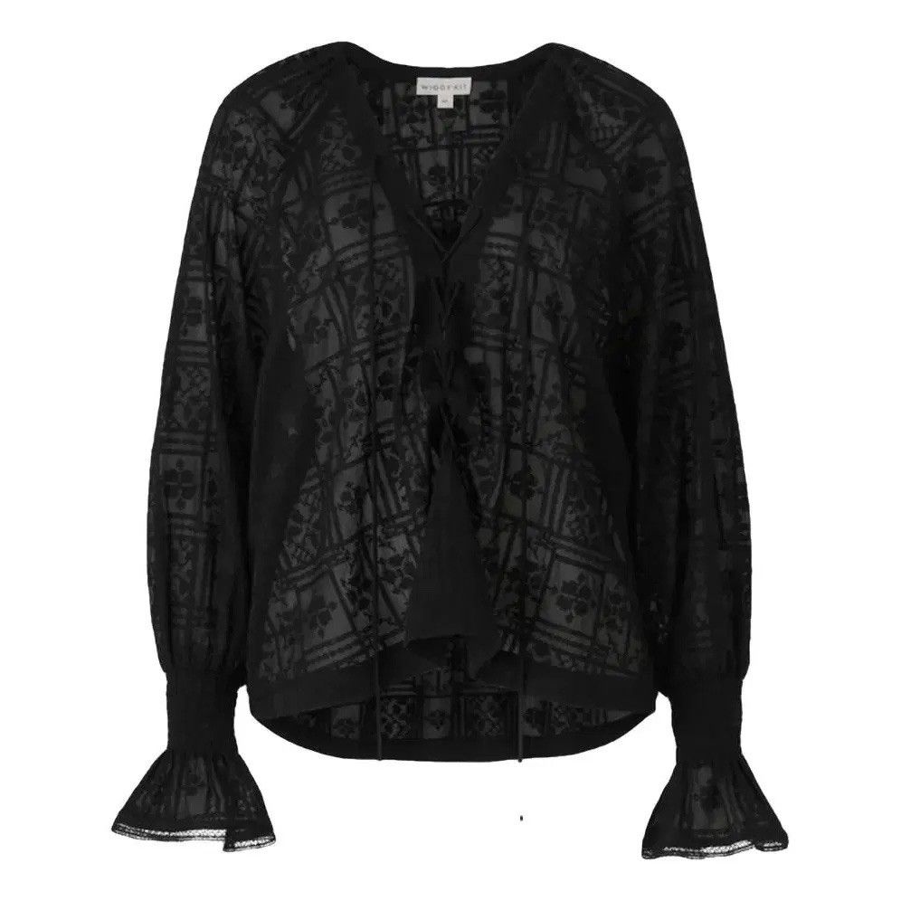 Wiggy Kit Pirate Shirt Black Women’s S Cross Stitch Embroidery Boho Lace Up Top